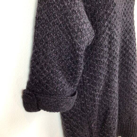 FREE PEOPLE Chunky Knit Turtleneck Half Sleeve Sweater Charcoal Grey - Picture 3 of 5